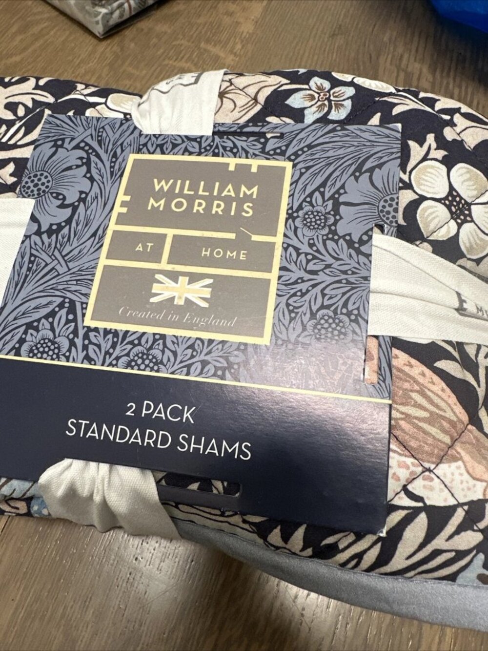 William Morris 2 Standard Shams Strawberry Thief Navy 20x30 Birds English Blue
